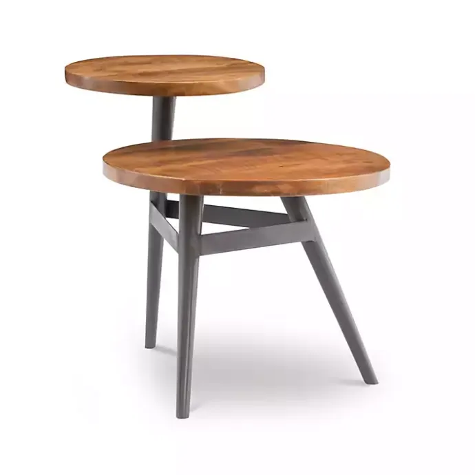 Discount Kirklands Home Industrial Two-Tiered Gunmetal Accent Table Brown