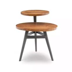 Discount Kirklands Home Industrial Two-Tiered Gunmetal Accent Table Brown