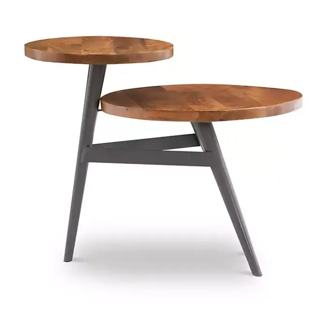 Discount Kirklands Home Industrial Two-Tiered Gunmetal Accent Table Brown