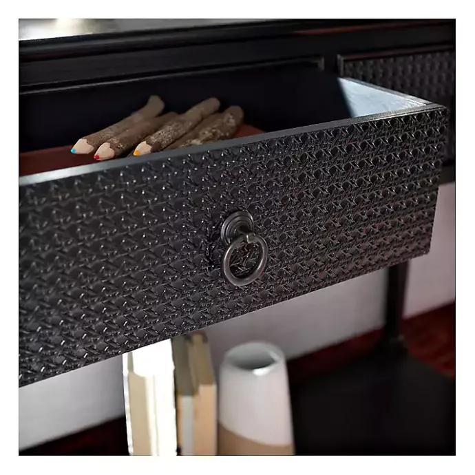 Discount Kirklands Home Irma Textured Drawers Console Table Black