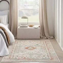 Kirklands Home Irsia White Traditional Area Rug, 5x7