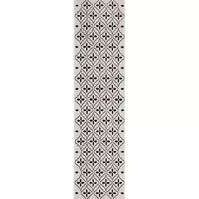 Clearance Kirklands Home Ivory & Black Quatrefoil Indoor/Outdoor Runner