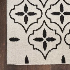 Clearance Kirklands Home Ivory & Black Quatrefoil Indoor/Outdoor Runner