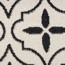 Kirklands Home Ivory & Black Quatrefoil Indoor/Outdoor Rug, 4x6