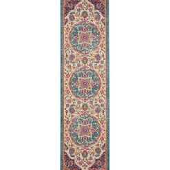 Hot Kirklands Home Ivory & Multi Floral Medallion Runner, 2x10