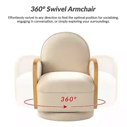 Sale Kirklands Home & Natural Rattan Swivel Accent Chair Ivory