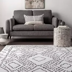 Outlet Kirklands Home Ivory and Black Diamond Washable Area Rug, 4x6