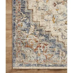 Hot Kirklands Home Ivory and Blue Bergamo Area Rug, 5x7