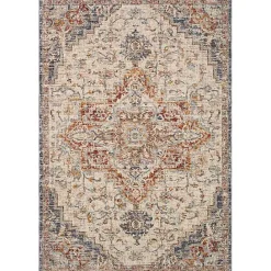 New Kirklands Home Ivory and Blue Bergamo Area Rug, 7x10