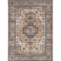 Clearance Kirklands Home Ivory and Gold Julian Washable Area Rug, 5x7