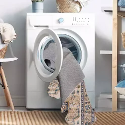 Clearance Kirklands Home Ivory and Gold Julian Washable Area Rug, 5x7
