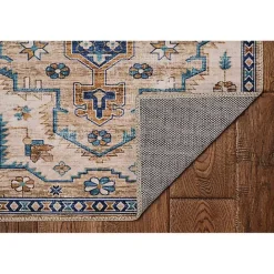 Clearance Kirklands Home Ivory and Gold Julian Washable Area Rug, 5x7