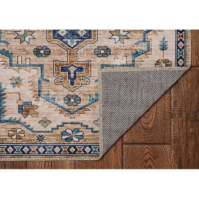 Clearance Kirklands Home Ivory and Gold Julian Washable Area Rug, 5x7