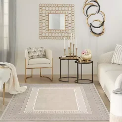 Online Kirklands Home Ivory and Gold Modern Glam Area Rug, 5x7