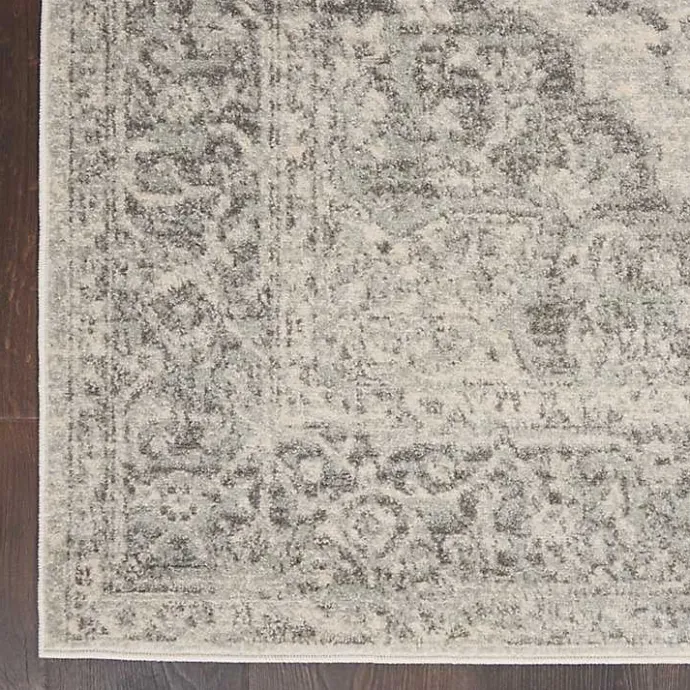 Best Kirklands Home Ivory and Gray Oushak Medallion Runner, 2x7