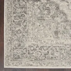 Discount Kirklands Home Ivory and Gray Oushak Medallion Area Rug, 5x7