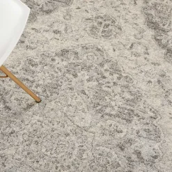 Discount Kirklands Home Ivory and Gray Oushak Medallion Area Rug, 5x7