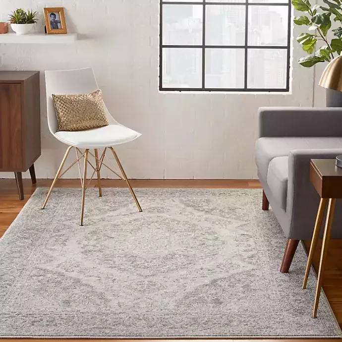 Online Kirklands Home Ivory and Gray Oushak Medallion Area Rug, 6x9