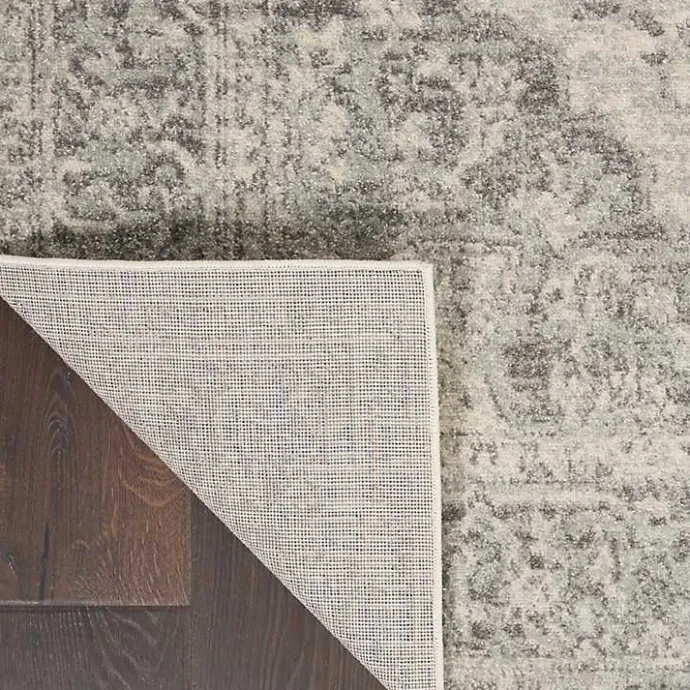 Kirklands Home Ivory and Gray Oushak Medallion Area Rug, 7x10