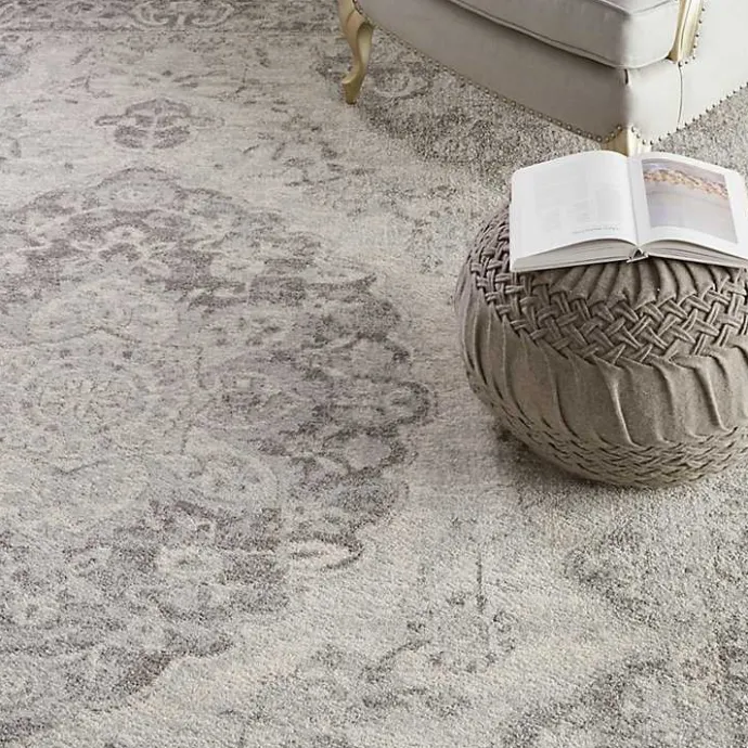 Online Kirklands Home Ivory and Gray Oushak Medallion Area Rug, 8x10