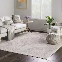 Online Kirklands Home Ivory and Gray Oushak Medallion Area Rug, 8x10