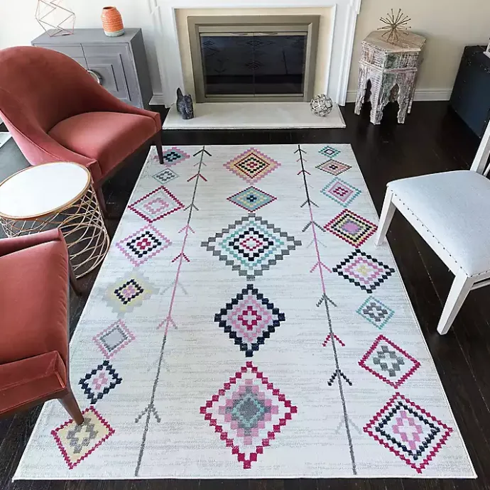 Discount Kirklands Home and Multicolor Aztec Area Rug, 8x10 Ivory