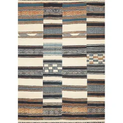 Hot Kirklands Home Ivory and Multicolored Tribal Outdoor Rug, 6x9
