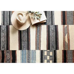 Outlet Kirklands Home Ivory and colored Tribal Outdoor Rug, 7x11 Multi