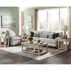 Online Kirklands Home Ivory and Natural Wood Magazine Shelf Accent Table