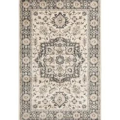 Clearance Kirklands Home Ivory and Navy Laur Vintage Area Rug, 7x9