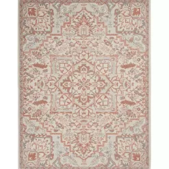 Sale Kirklands Home Ivory and Rose Floral Medallion Area Rug, 5x7