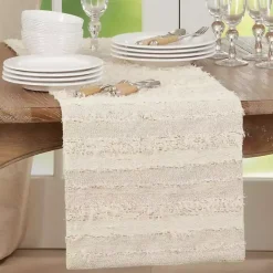 Discount Kirklands Home Ivory and Sand Textured Stripe Table Runner