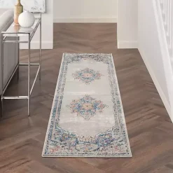 Online Kirklands Home Ivory Antique Diamond Medallion Runner, 2x7