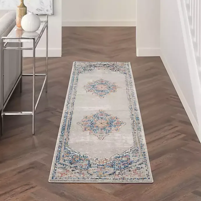 Online Kirklands Home Ivory Antique Diamond Medallion Runner, 2x7