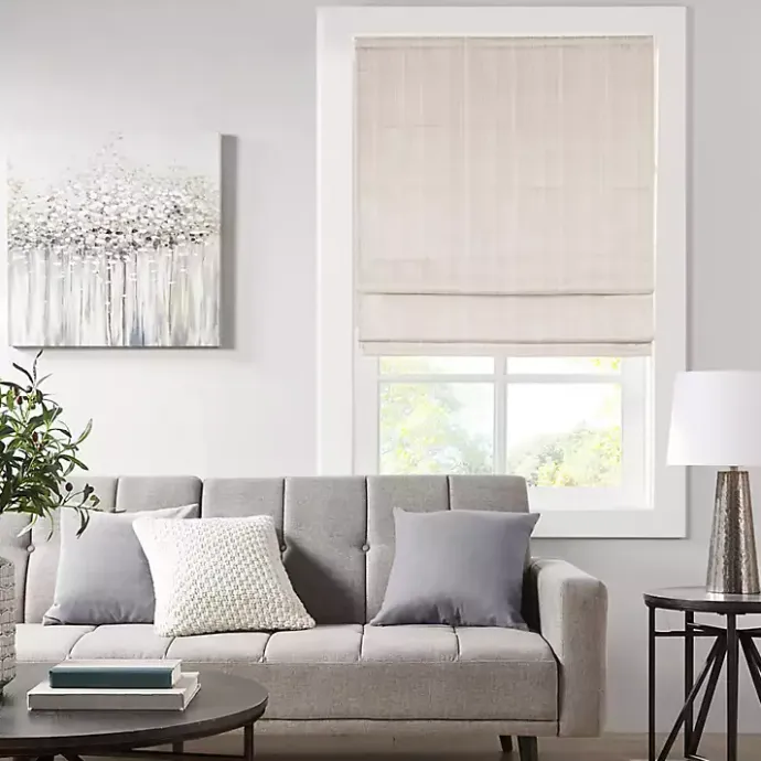 Outlet Kirklands Home Basketweave Cordless Roman Shade, 27 in. Ivory