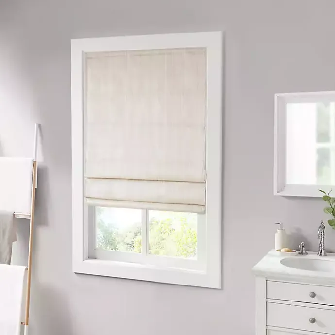 Outlet Kirklands Home Basketweave Cordless Roman Shade, 27 in. Ivory