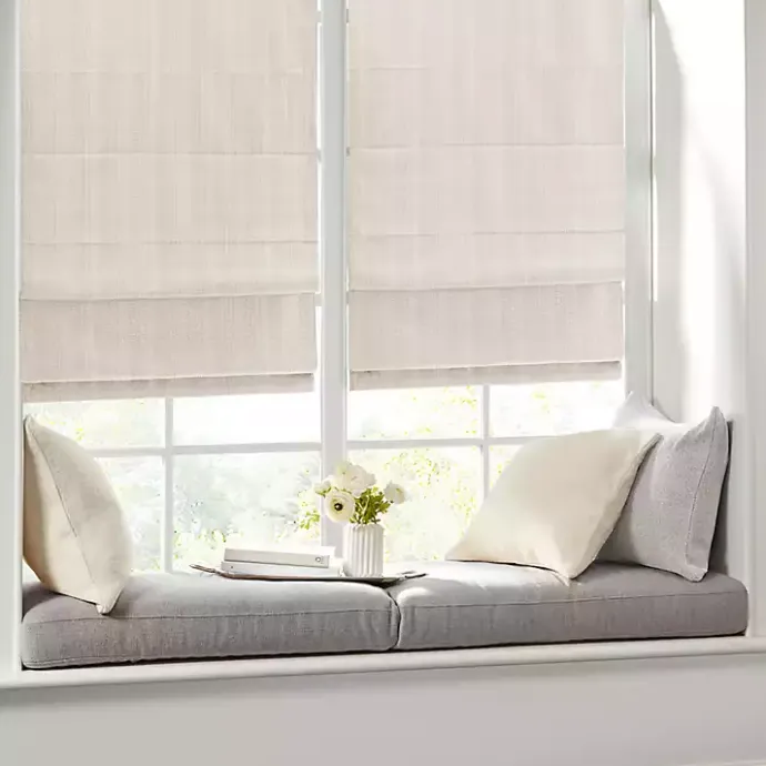 Outlet Kirklands Home Basketweave Cordless Roman Shade, 27 in. Ivory