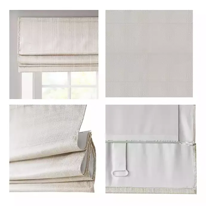Outlet Kirklands Home Basketweave Cordless Roman Shade, 27 in. Ivory