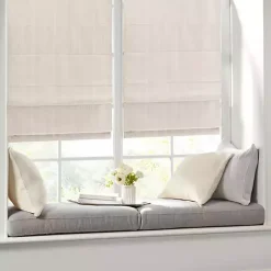 Discount Kirklands Home Basketweave Cordless Roman Shade, 33 in. Ivory