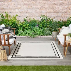 Hot Kirklands Home Bordered Indoor/Outdoor Area Rug, 6x9 Ivory