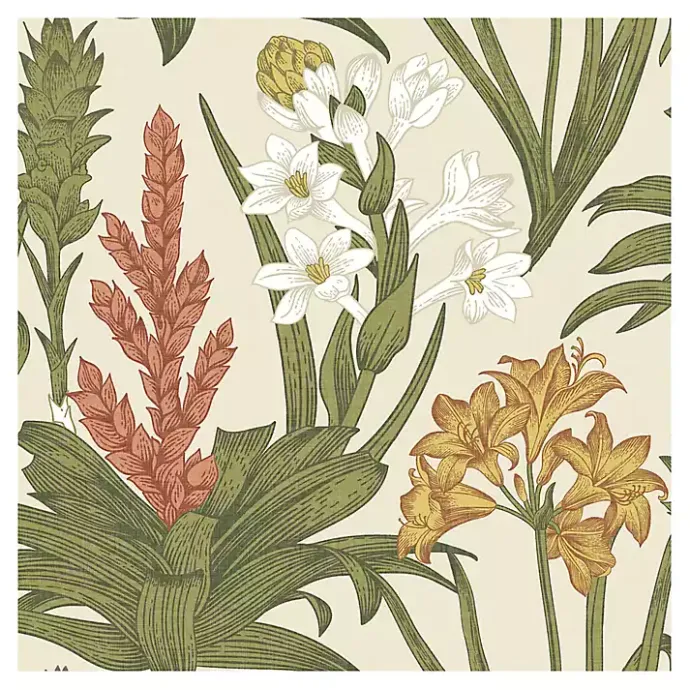 Sale Kirklands Home Botanical Villa Peel & Stick Wallpaper Ivory