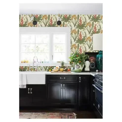 Sale Kirklands Home Botanical Villa Peel & Stick Wallpaper Ivory