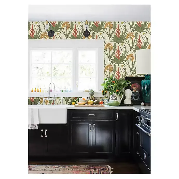 Sale Kirklands Home Botanical Villa Peel & Stick Wallpaper Ivory