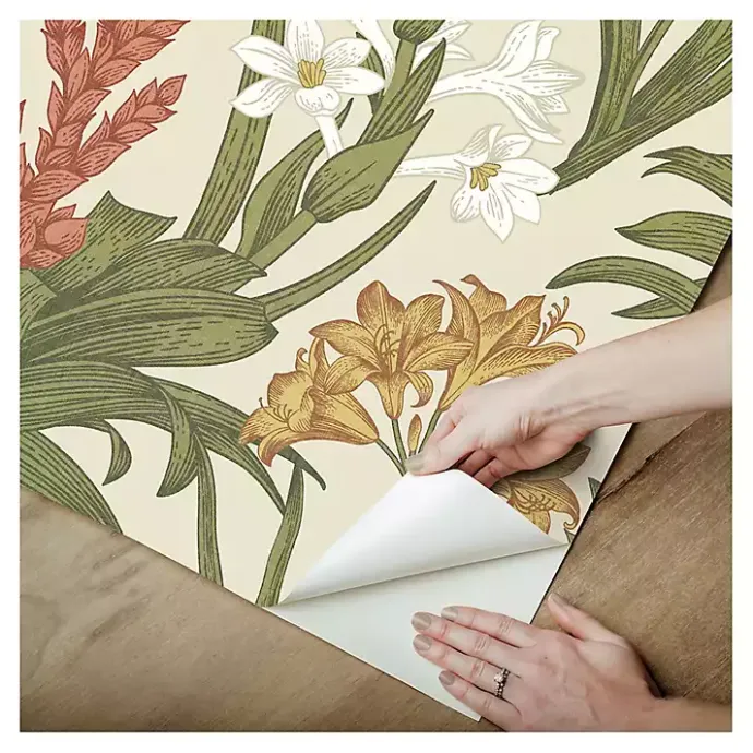 Sale Kirklands Home Botanical Villa Peel & Stick Wallpaper Ivory