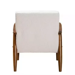 Discount Kirklands Home Boucle & Wood Frame Accent Chair Ivory