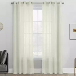 Discount Kirklands Home Boucle Sheer Single Curtain Panel, 84 in. Ivory