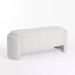 New Kirklands Home Boucle Storage Bench Ivory
