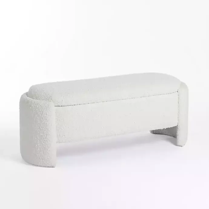 New Kirklands Home Boucle Storage Bench Ivory
