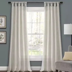Hot Kirklands Home Burlap Knotted Curtain Panel Set, 108 in. Ivory