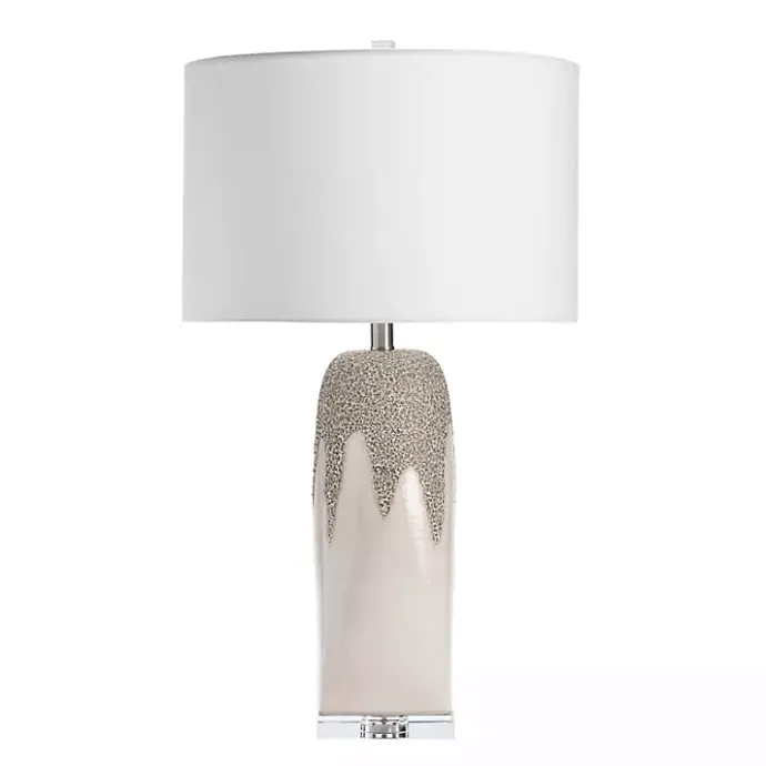 Kirklands Home Ivory Ceramic Textured Base Table Lamp White